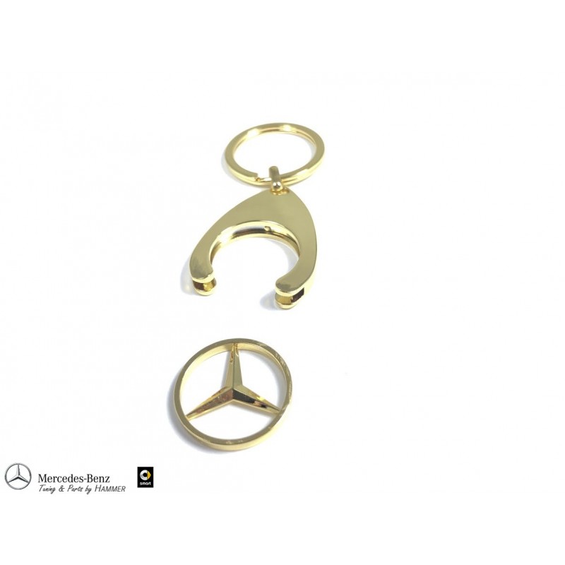Mercedes-Benz Schlüsselanhänger mit Einkaufschip, gold