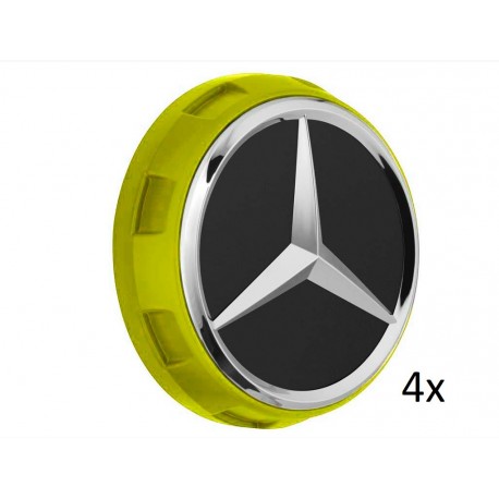 4x Original Mercedes-Benz Nabendeckel Radnabendeckel gelb A00040009001127