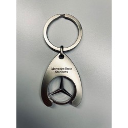 Orig Mercedes-Benz Schlüsselanhänger Einkaufs Chip Einkaufswagen Stern Starparts